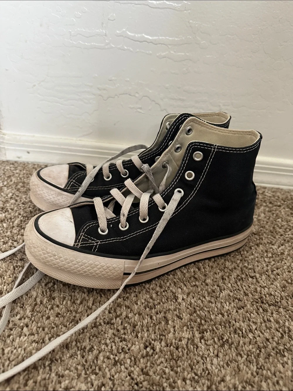 Black High-Top Kids Converse All-Stars with White Accents
